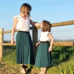 Jupe plissée mère fille vert