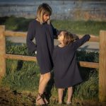 Robe bleu marine ample gaze de coton mère fille