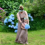 Robe longue mère fille couleur taupe