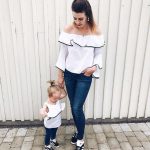 Top shoulder mère fille épaule dénudées