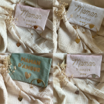 coffret pochettes gaze de coton maman d'amour rose, blanc ou vert d'eau